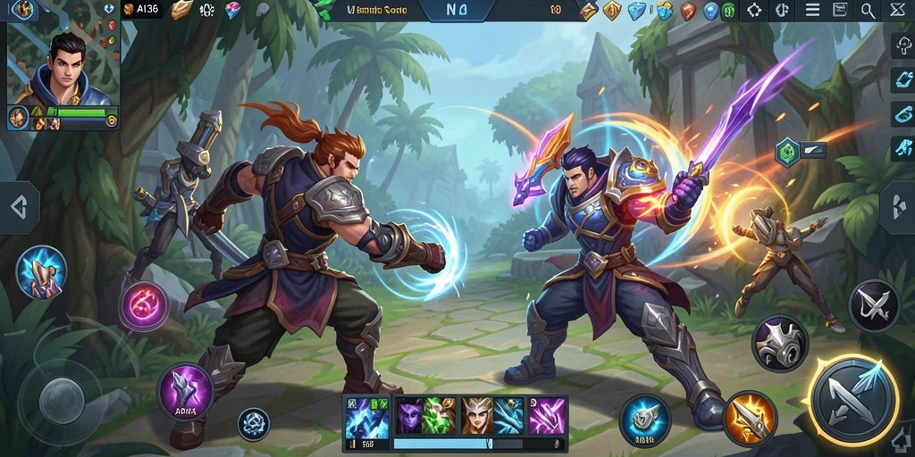 Tangkapan layar dari gameplay seru API36 di arena MOBA.