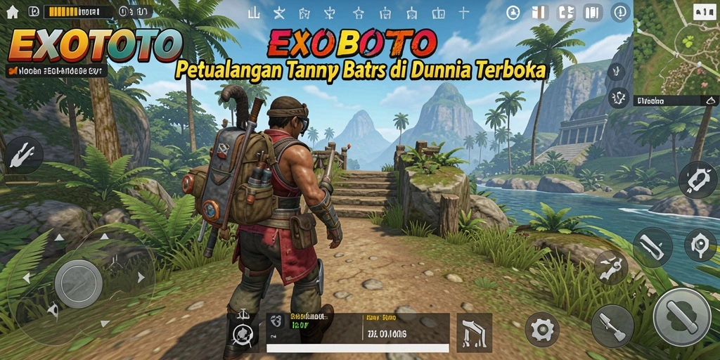 Tampilan gameplay EXOTOTO yang mengesankan di dunia terbuka.