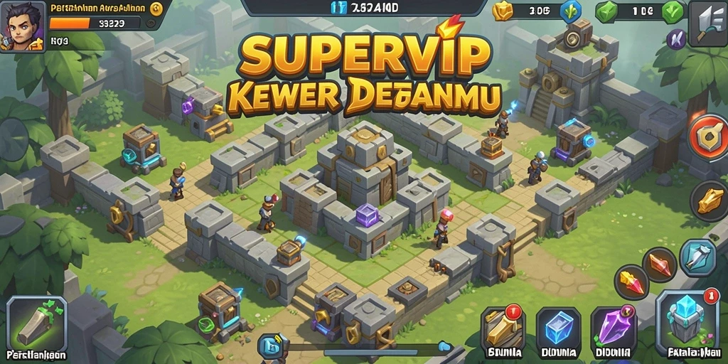 Tampilan gameplay menakjubkan dari SUPERVIP dalam aksi Tower Defense.