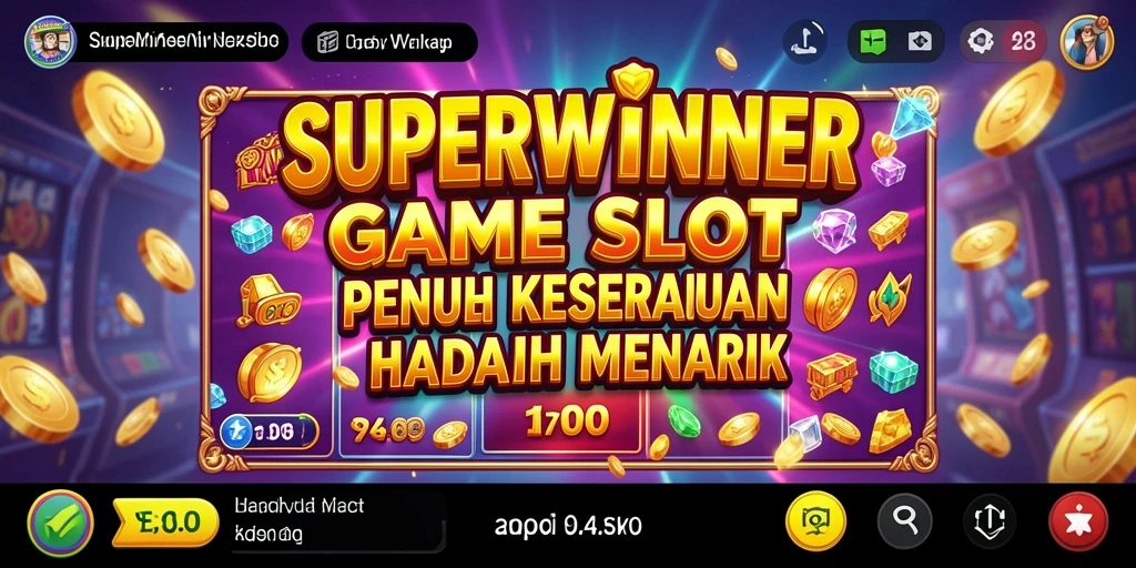 Gameplay menarik SUPERWINNER yang penuh dengan simbol dan fitur bonus.