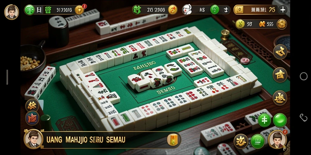 Tampilan gameplay Mahjong UANG yang menarik dan penuh warna.